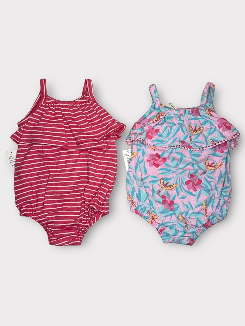 Jessica Simpson Red Striped & Tropical Romper 2 Pack Bundle